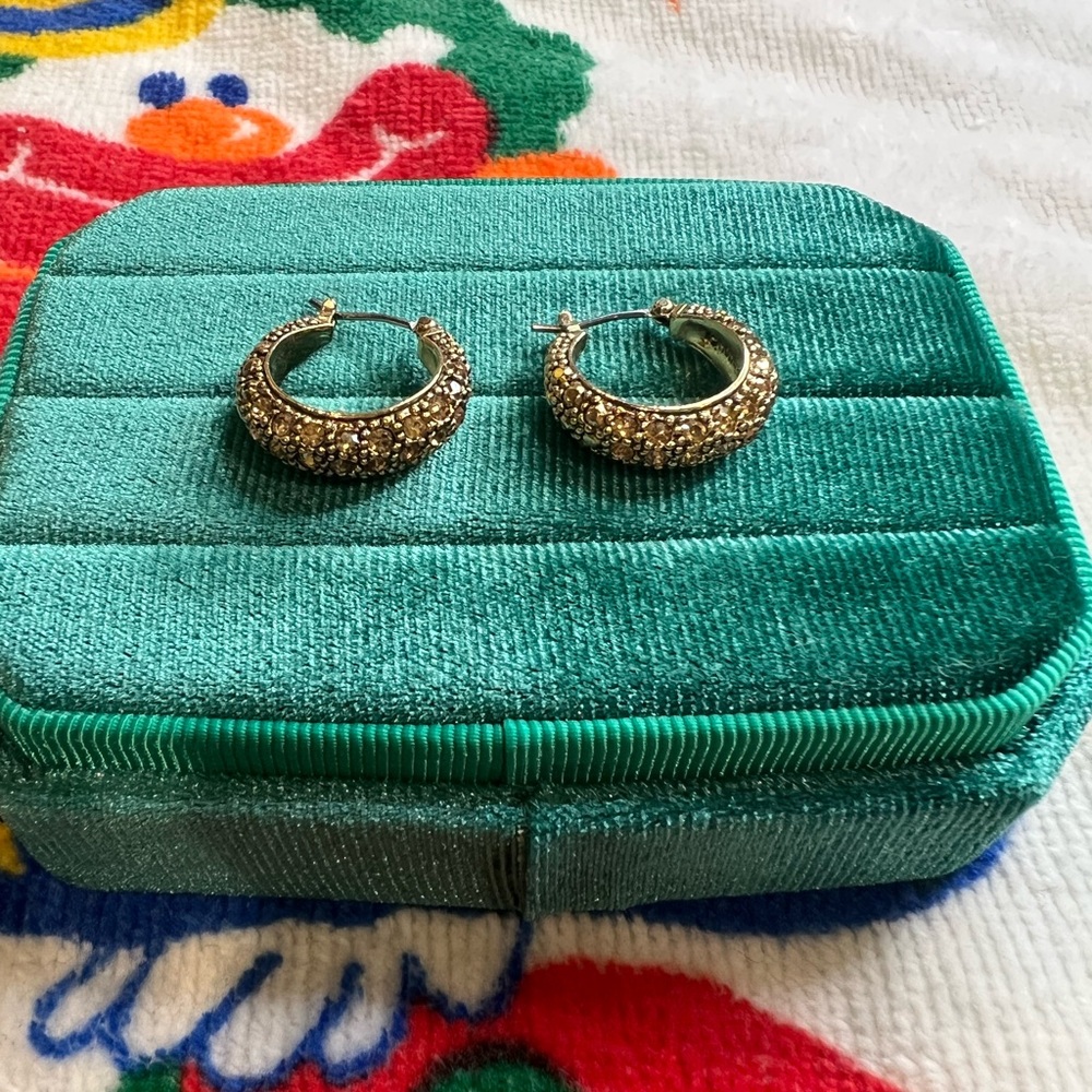Beautiful Monet Rhinestone Hoop Earrings